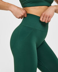 EffortlessLift™ Seamless Leggings with White Logo | Racing Green