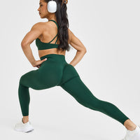EffortlessLift™ Seamless Leggings with White Logo | Racing Green
