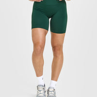 EffortlessLift™ Seamless Shorts with White Logo | Racing Green