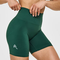EffortlessLift™ Seamless Shorts with White Logo | Racing Green