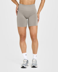 EffortlessLift™ Seamless Shorts with White Logo | Warm Sand