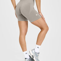 EffortlessLift™ Seamless Shorts with White Logo | Warm Sand