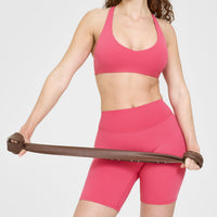 SoftMotion™ Cycling Shorts 8" with White Logo | Dark Velvet Pink
