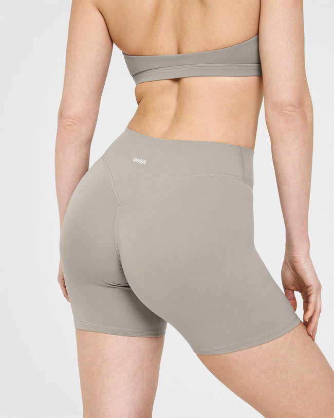 SoftMotion™ Shorts 6" with White Logo | Warm Sand