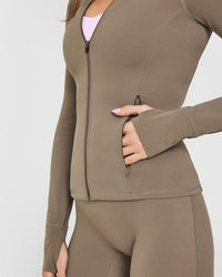 SoftMotion™ Jacket with White Logo | Moss Brown