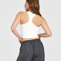 Cotton Fitted Mid Vest | White