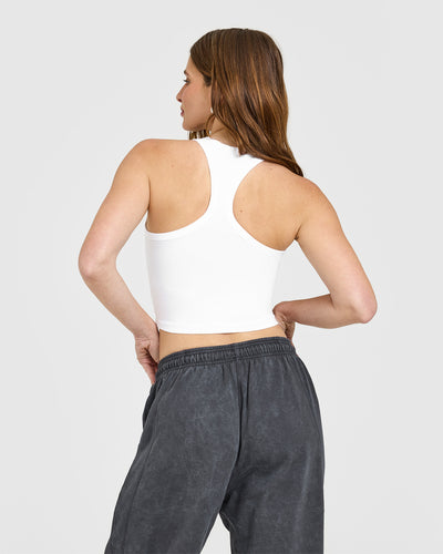 Cotton Fitted Mid Vest | White