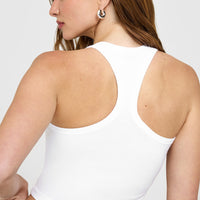 Cotton Fitted Mid Vest | White