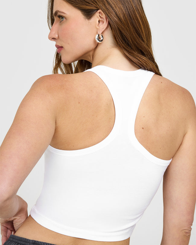 Cotton Fitted Mid Vest | White