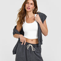 Cotton Fitted Mid Vest | White