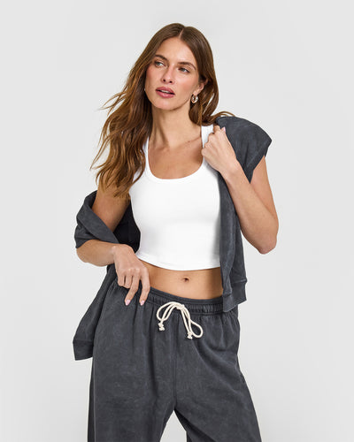 Cotton Fitted Mid Vest | White