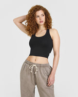 Cotton Fitted Mid Vest | Black