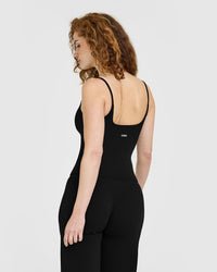 SoftMotion™ Strappy Vest with Built in Bra Shelf | Black