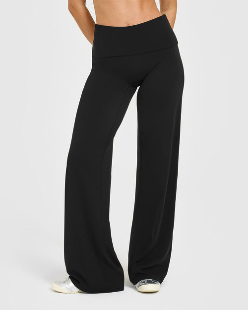 Oner Modal SoftMotion™ Fold Over Straight Leg Bottoms | Black