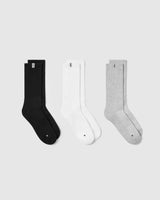 Slouchy Socks 3 Pack | Black/White/Grey Marl