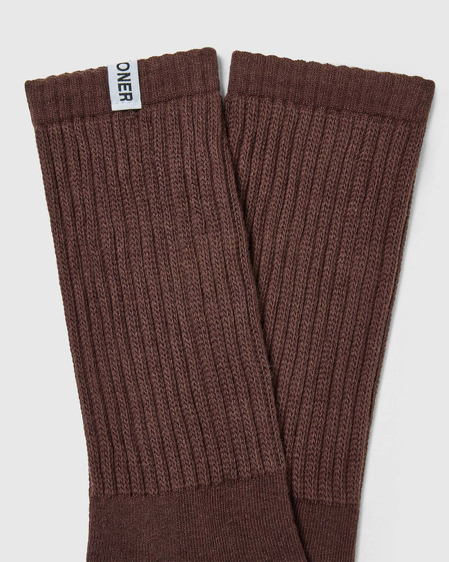 Stripe Slouchy Socks 3 Pack | Ruby Red/ Espresso Brown