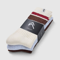 Stripe Slouchy Socks 3 Pack | Ruby Red/ Espresso Brown