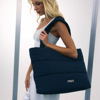Quilted Tote Bag | Storm Blue