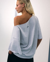 Slouchy One Shoulder T-Shirt | Light Gray Marl