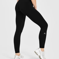 EnhanceLift™ Seamless Leggings with White Logo | Black
