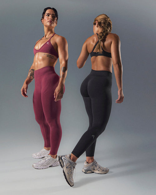 EnhanceLift™ Seamless Leggings with White Logo | Burnt Maroon