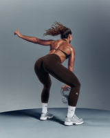 EnhanceLift™ Seamless Leggings with White Logo | Plum Brown