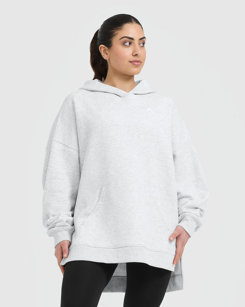 Oner Modal All Day Longline Hoodie | Light Grey Marl