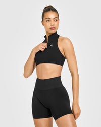 EasyLift™ Zip High Neck Sports Bra | Black