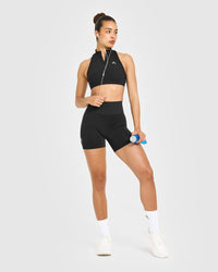 EasyLift™ Zip High Neck Sports Bra | Black