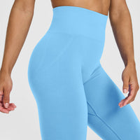 EffortlessLift™ Seamless Leggings with White Logo | Arctic Blue