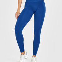 EffortlessLift™ Seamless Leggings with White Logo | Vintage Navy