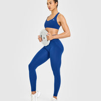 EffortlessLift™ Seamless Leggings with White Logo | Vintage Navy