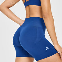EffortlessLift™ Seamless Shorts with White Logo | Vintage Navy