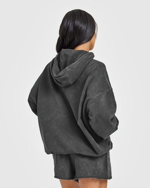 Raw Lounge Oversized Hoodie | Washed Black