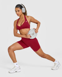 Effortless Seamless Halter Neck Sports Bra | Claret Red