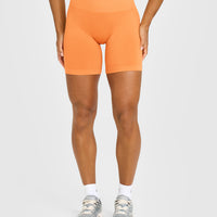 Effortless Seamless Shorts with White Logo | Apricot Orange