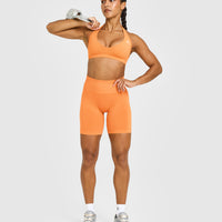 Effortless Seamless Shorts with White Logo | Apricot Orange