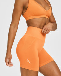 Effortless Seamless Shorts with White Logo | Apricot Orange