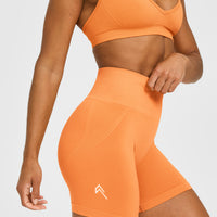 Effortless Seamless Shorts with White Logo | Apricot Orange