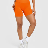 EffortlessLift™ Seamless Shorts with White Logo | Flame Orange