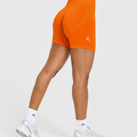 EffortlessLift™ Seamless Shorts with White Logo | Flame Orange