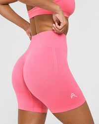 Effortless Seamless Shorts with White Logo | Peony Pink