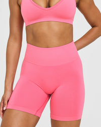 Effortless Seamless Shorts with White Logo | Peony Pink