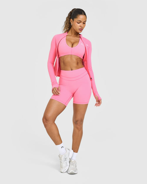 Unified Micro Bralette White Logo | Peony Pink