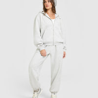 Foundations Zip Through Hoodie | Light Grey Marl