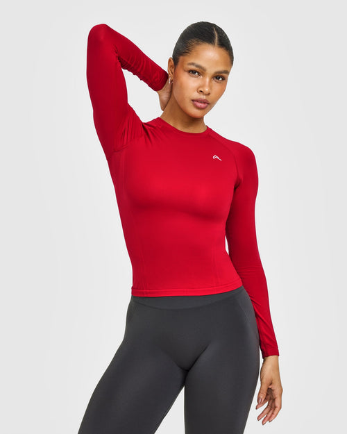 Oner Modal Go To Seamless Fitted Long Sleeve Top | Fire Red