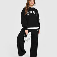 Foundations Oversized Oner Girlfriend Straight Leg Joggers | Black
