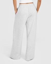 Foundations Oversized Oner Girlfriend Straight Leg Joggers | Light Grey Marl