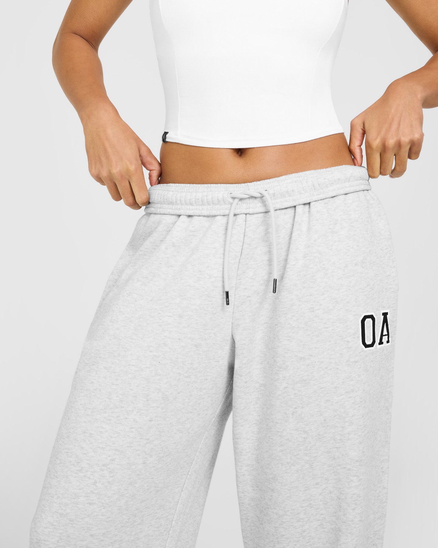 Foundations Oversized Oner Girlfriend Straight Leg Joggers | Light Grey Marl