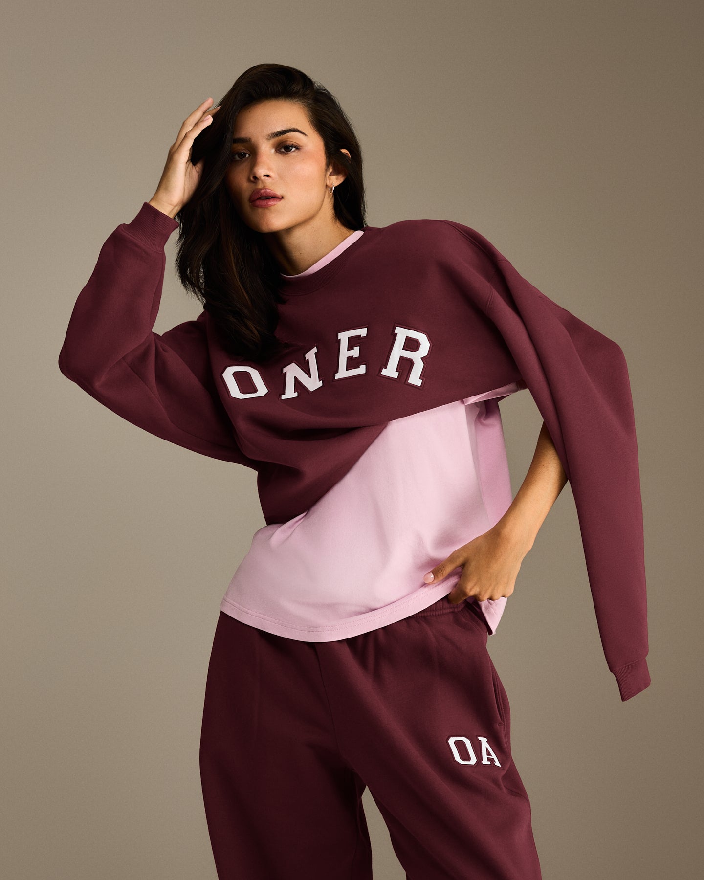 Foundations Oversized Oner Girlfriend Straight Leg Joggers | Rosewood